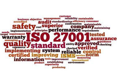 ISO 27001 - Information security management, word cloud concept clipart