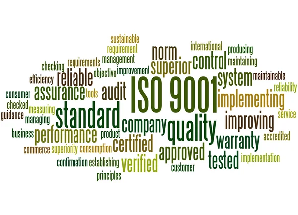 ISO 9001, conceito de nuvem de palavras 3 — Fotografia de Stock