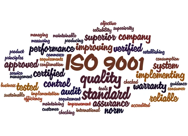 ISO 9001, slovo mrak koncepce 5 — Stock fotografie