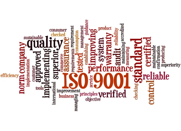 ISO 9001, λέξη έννοια σύννεφο 6 — Φωτογραφία Αρχείου