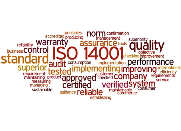 ISO 14001, λέξη έννοια σύννεφο 9 — Φωτογραφία Αρχείου