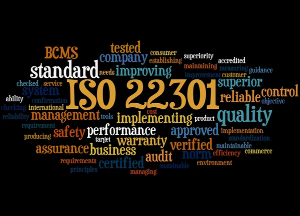 ISO 22301 - διαχείριση συνέχειας της επιχειρηματικής, λέξη έννοια σύννεφο 4 — Φωτογραφία Αρχείου