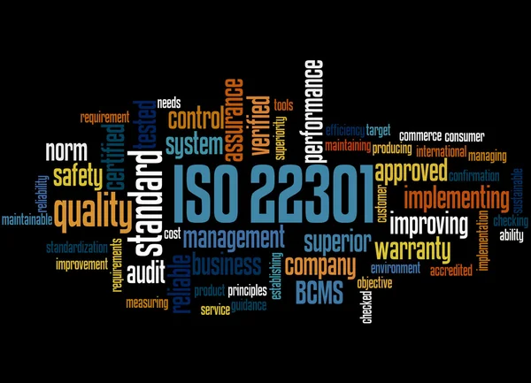 ISO 22301 - Business Continuity Management, conceito de nuvem de palavras — Fotografia de Stock