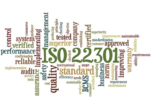 ISO 22301 - Business Continuity Management, conceito de nuvem de palavras 8 — Fotografia de Stock