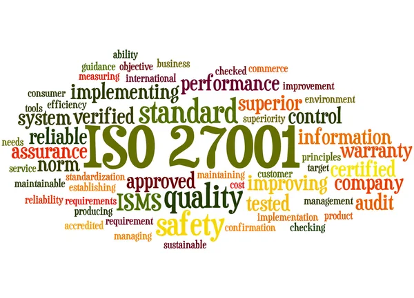 ISO 27001 - διαχείριση ασφάλειας πληροφοριών, λέξη έννοια σύννεφο — Φωτογραφία Αρχείου