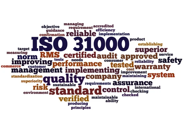 ISO 31000 - διαχείριση κινδύνων, λέξη έννοια σύννεφο 3 — Φωτογραφία Αρχείου