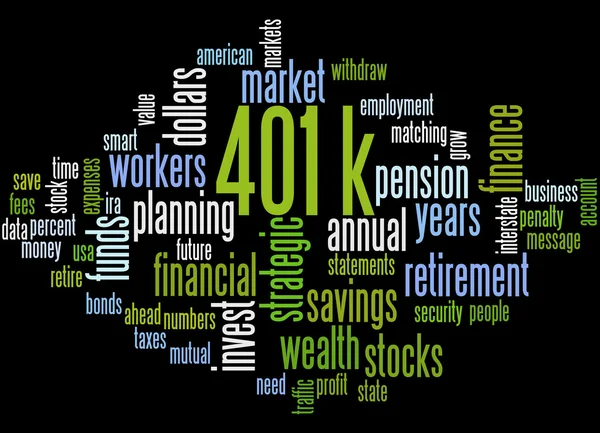 401k, word cloud concept 4 — Stockfoto