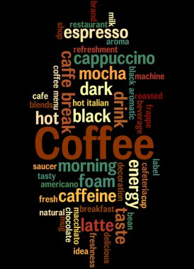 Coffee, word cloud concept 4 clipart