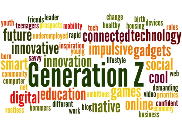 Generation Z, word cloud koncept 6 - Stock-foto