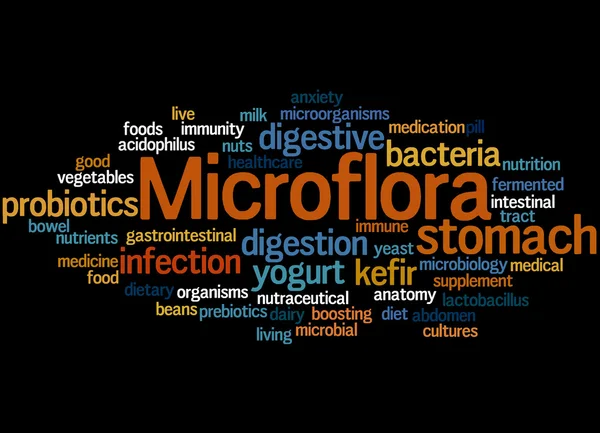 Microflora, conceito de nuvem de palavras — Fotografia de Stock