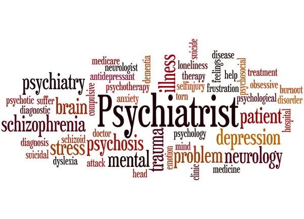 Psychiatra, słowo cloud koncepcja 8 — Zdjęcie stockowe