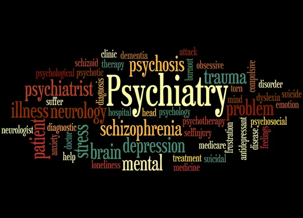 Psychiatry, word cloud concept 6 — Zdjęcie stockowe