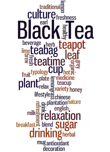 Schwarzer Tee, Wort Wolke Konzept 3 — Stockfoto