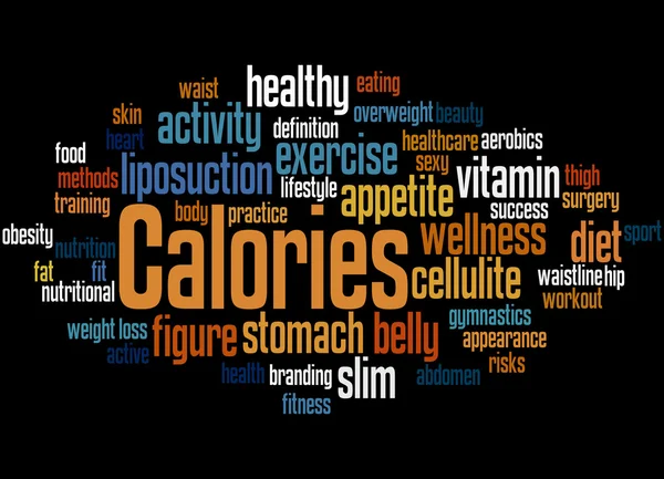Kalorie, slovo mrak koncepce 9 — Stock fotografie