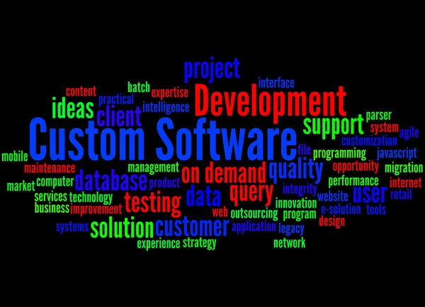 Kundenspezifische Softwareentwicklung, Word Cloud Konzept 3 — Stockfoto