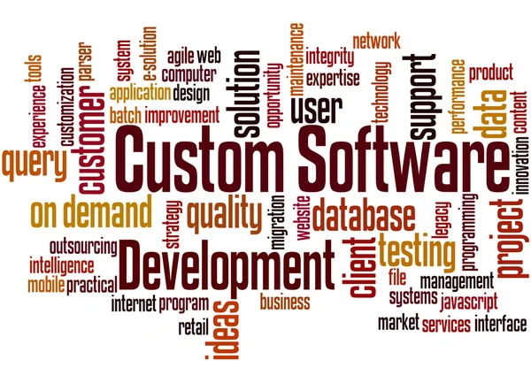 Kundenspezifische Softwareentwicklung, Word Cloud Konzept 5 — Stockfoto