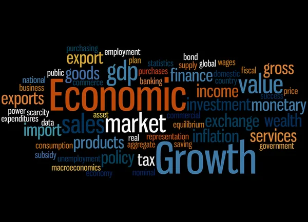 Hospodářský růst, slovo mrak koncepce 3 — Stock fotografie