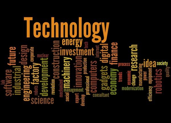 Tecnologia, concetto di word cloud — Foto Stock