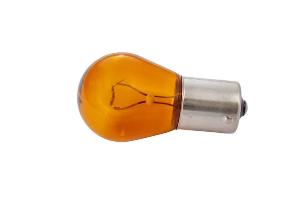 Ampoule Py21W Orange Isolée Sur Blanc Pièce Rechange Équipement Éclairage — Photo