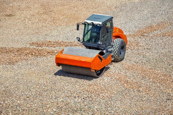 Roller Construction Site Leveling Ground — Stock Photo, Image