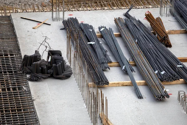 Steel Rods Bars Used Reinforce Concrete Construction Work Construction Site — Stock Photo, Image