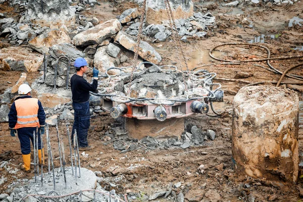 Belgrade Serbia November 2020 Concrete Pile Breaker Crushing Piles Unit — Stock Photo, Image