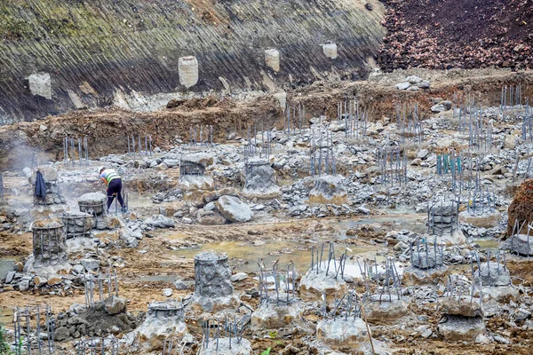 Belgrad Serbia Kasım 2020 Nşaat Sahası Kaya Matkabı Kırığı Destekli — Stok fotoğraf