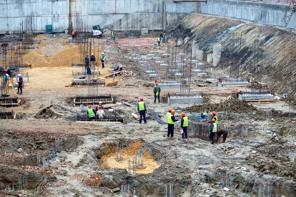 Belgrade Serbia Noviembre 2020 Construcción Con Trabajadores Construcción Construcción Cimientos —  Fotos de Stock