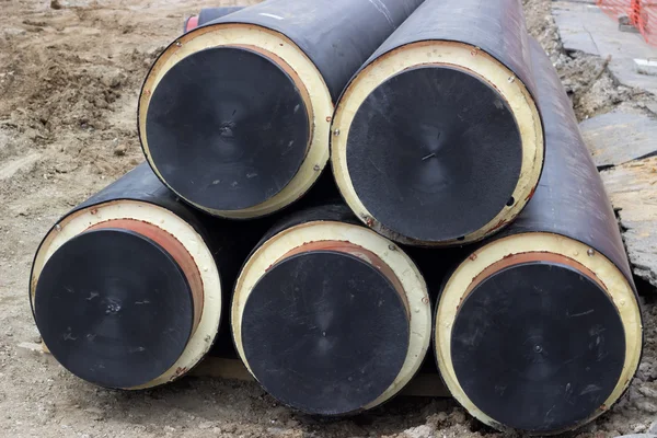 Stack of underground insulated pipes for heat system 2 — Stock Photo, Image