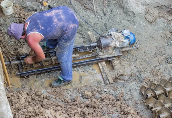 Drilling under street for sewer pipes 4 — Stock Photo, Image