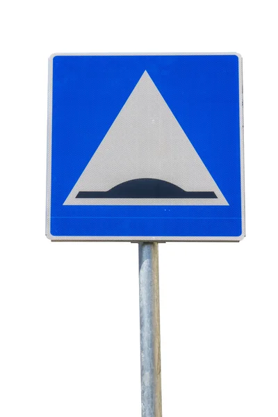 关于前方速度碰撞的交通标志警告 — 图库照片