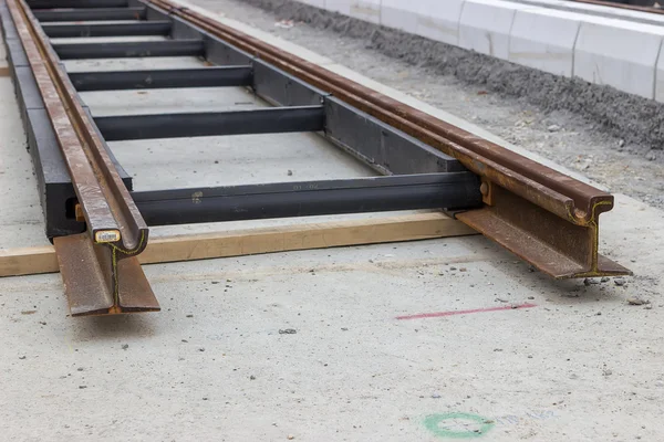 Cross section of the new profile tram rail — Stock Photo, Image