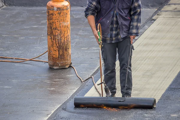 Insulation tar material over concrete slabs 3 — Stock Photo, Image
