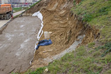 Landslide repair, erosion control clipart
