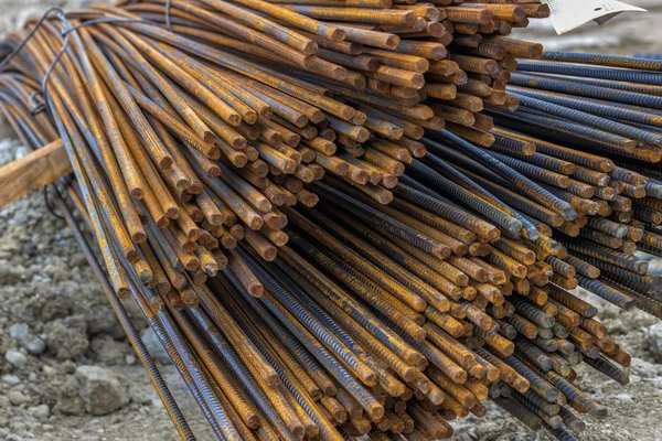 Barras de reforço de aço para reforço de concreto — Fotografia de Stock