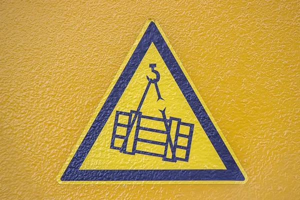 Overhead kraan crush gevaar teken — Stockfoto
