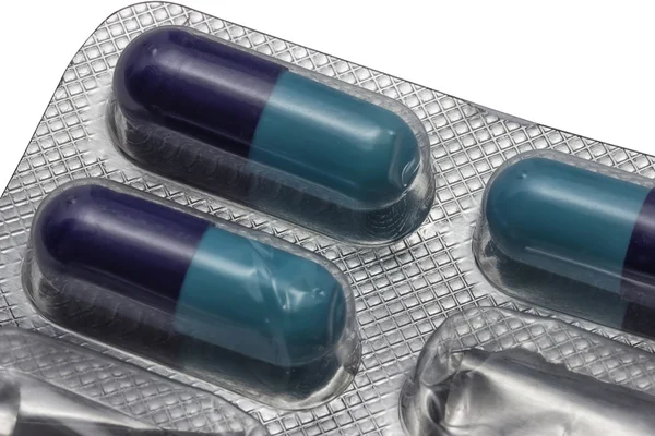 使用されている抗生物質の錠剤パックのクローズ アップ — ストック写真