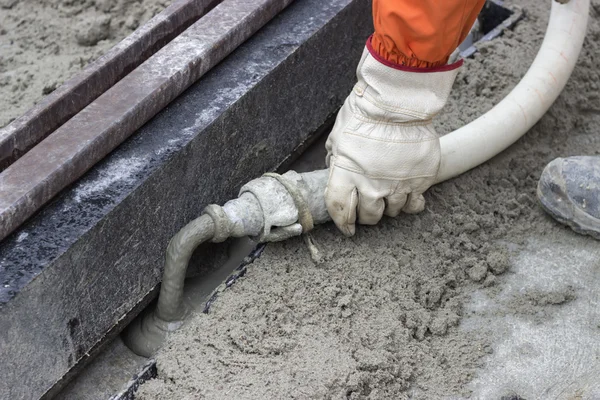 Grouting mortar and tram track laying 2 — Stock Photo, Image