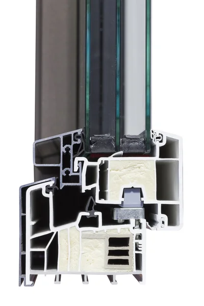 PVC aluminium window profile with glass and insulation — Stock Photo, Image
