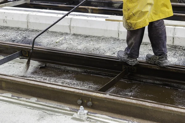 Spraying bitumen emulsion — Stock Photo, Image