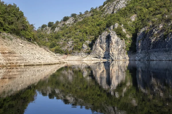 Riflessi di pareti rocciose e alberi — Foto Stock