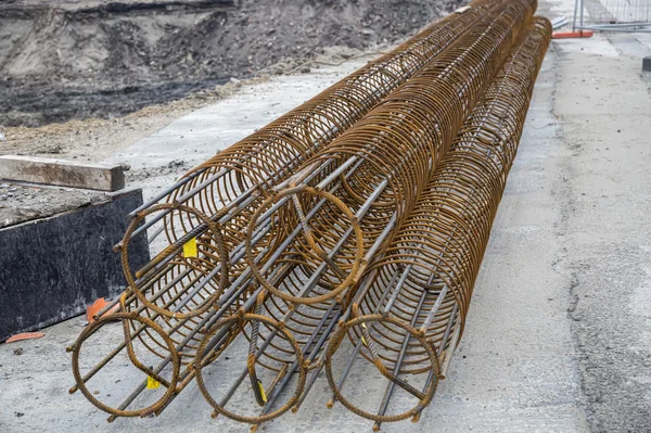 Reinforcement cages for a foundation piles — Stock Photo, Image