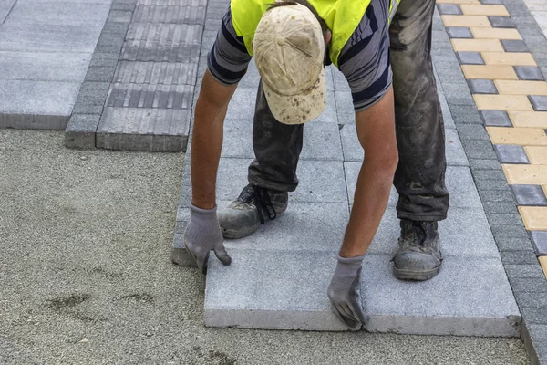 Instalação de paver calçada em andamento 2 — Fotografia de Stock