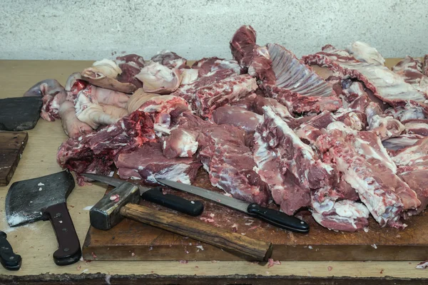 Raw pork parts on table 2 — Stock Photo, Image