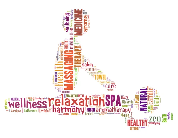 Spa y masaje, concepto de nube de palabras 2 —  Fotos de Stock