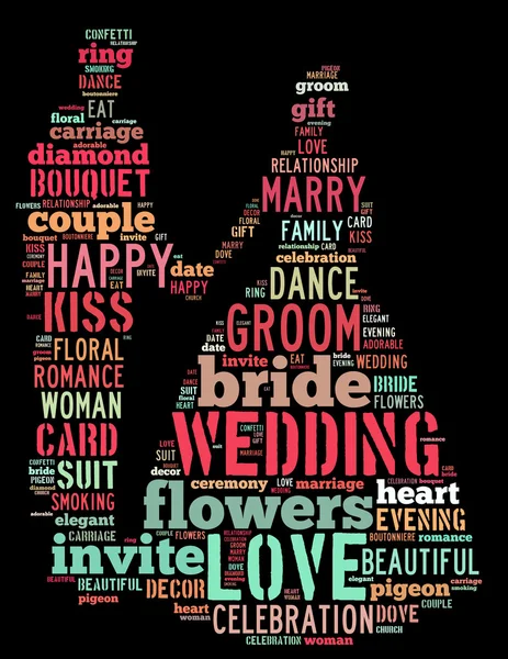 Bruid en bruidegom bruiloft, word cloud concept — Stockfoto