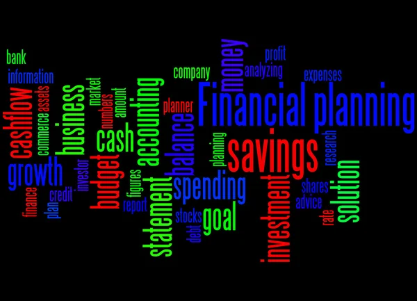Planificación financiera, concepto de nube de palabras 2 — Foto de Stock