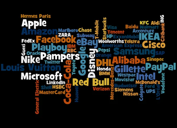 Wereldwijde handelsmerken, word cloud concept 2 — Stockfoto
