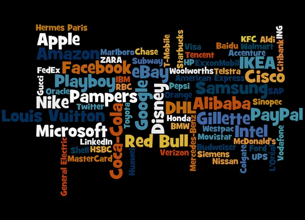 Merek dagang global, konsep cloud kata 2 — Stok Foto
