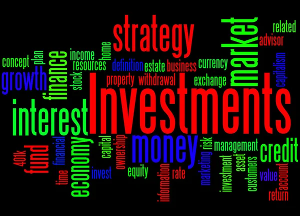 Inwestycje, słowo cloud koncepcja 4 — Zdjęcie stockowe